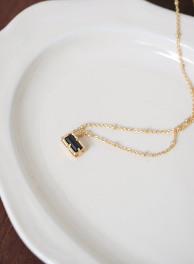 锆钻铜女黑色项链法式