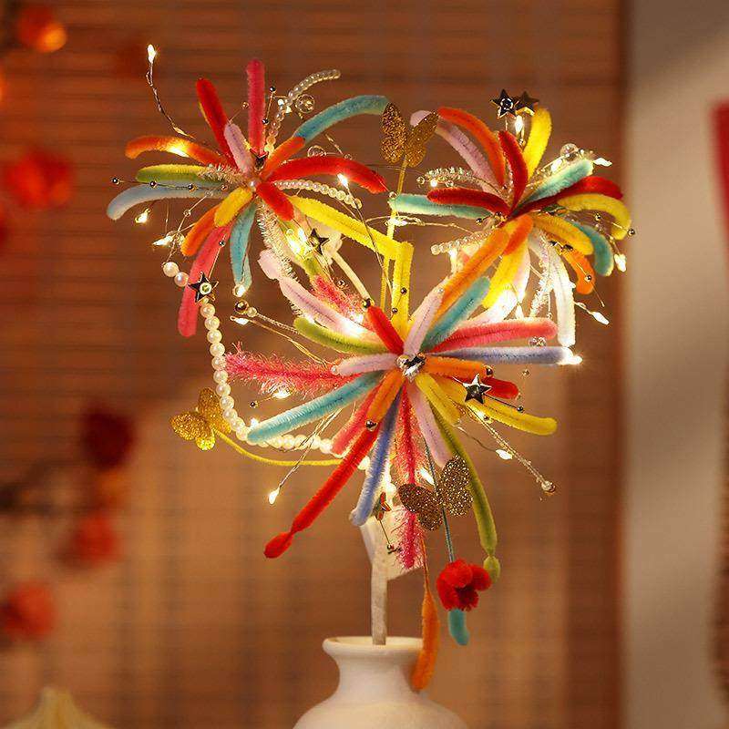 新年烟花灯炫彩花灯扭扭棒手工编织diy材料包发光儿童玩具礼物,淘宝优惠券,粉丝福利购,淘宝优惠卷