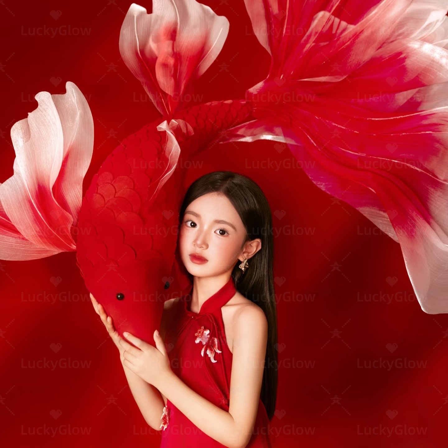 新年拍照道具红色锦鲤中式剪纸店铺橱窗房间背景墙装饰品摄影置景,淘宝优惠券,粉丝福利购,淘宝优惠卷