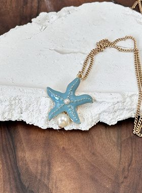 欧美饰品可海洋系列海星高级感项链气质轻奢海星珍珠陶瓷女工项链