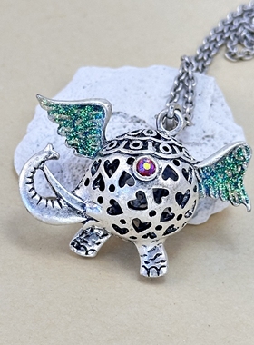 欧美复古饰品吉祥物大象吊坠项链简约气质小众设计女士长款毛衣链