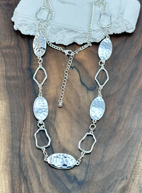 轻奢个性拼色不规则树叶项链女潮ins冷淡风小众设计感毛衣链