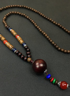 民族风项链木质古风毛衣链