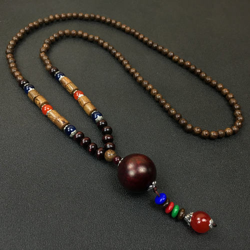 复古毛衣链木珠长款项链衣服配饰影视男女百搭毛衣链民族风挂件 - 图1