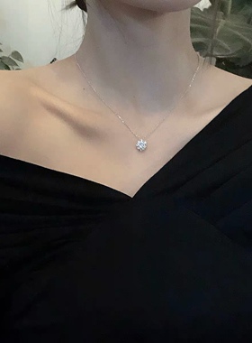 太阳花925纯银项链女 小众轻奢高级感花型锁骨链冷淡风送礼物超闪
