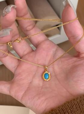 中古vintage蓝色耳钉复古经典