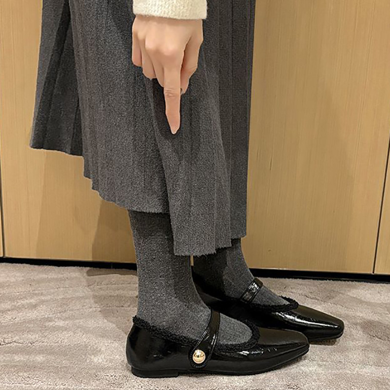 法式复古玛丽珍鞋女方头秋冬季加绒保暖毛毛棉鞋平底晚晚单鞋女,淘宝优惠券,粉丝福利购,淘宝优惠卷