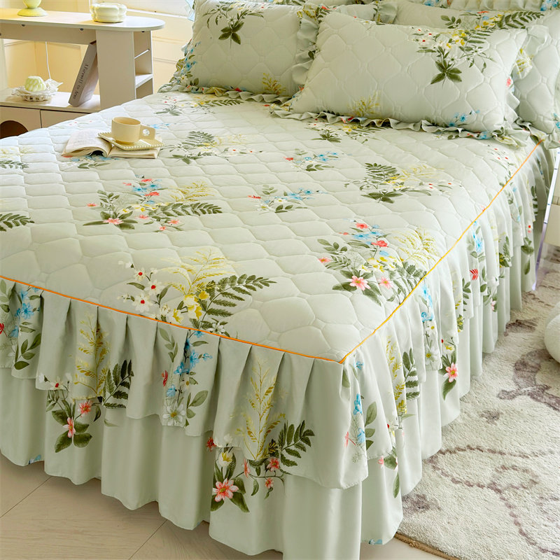 加厚夹棉床裙式1.8米2.0米床罩全棉纯棉席梦思防滑保护套防尘床单,淘宝优惠券,粉丝福利购,淘宝优惠卷