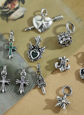 新款双层爱心丘比特十字架挂坠925项坠吊坠潮男女项链饰品