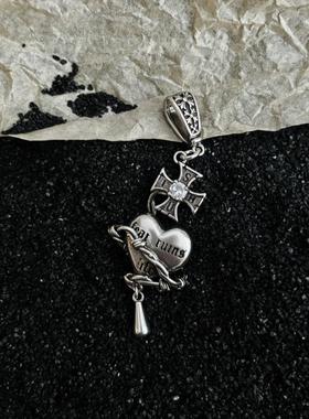 无限循环新款爱心吊坠女复古做旧项链潮男毛衣链配饰项坠锁骨链