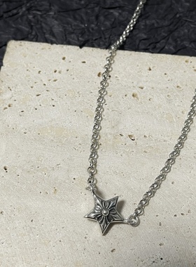 潮牌做旧复古五角星船锚锁骨链潮男女情侣款项链欧美配饰