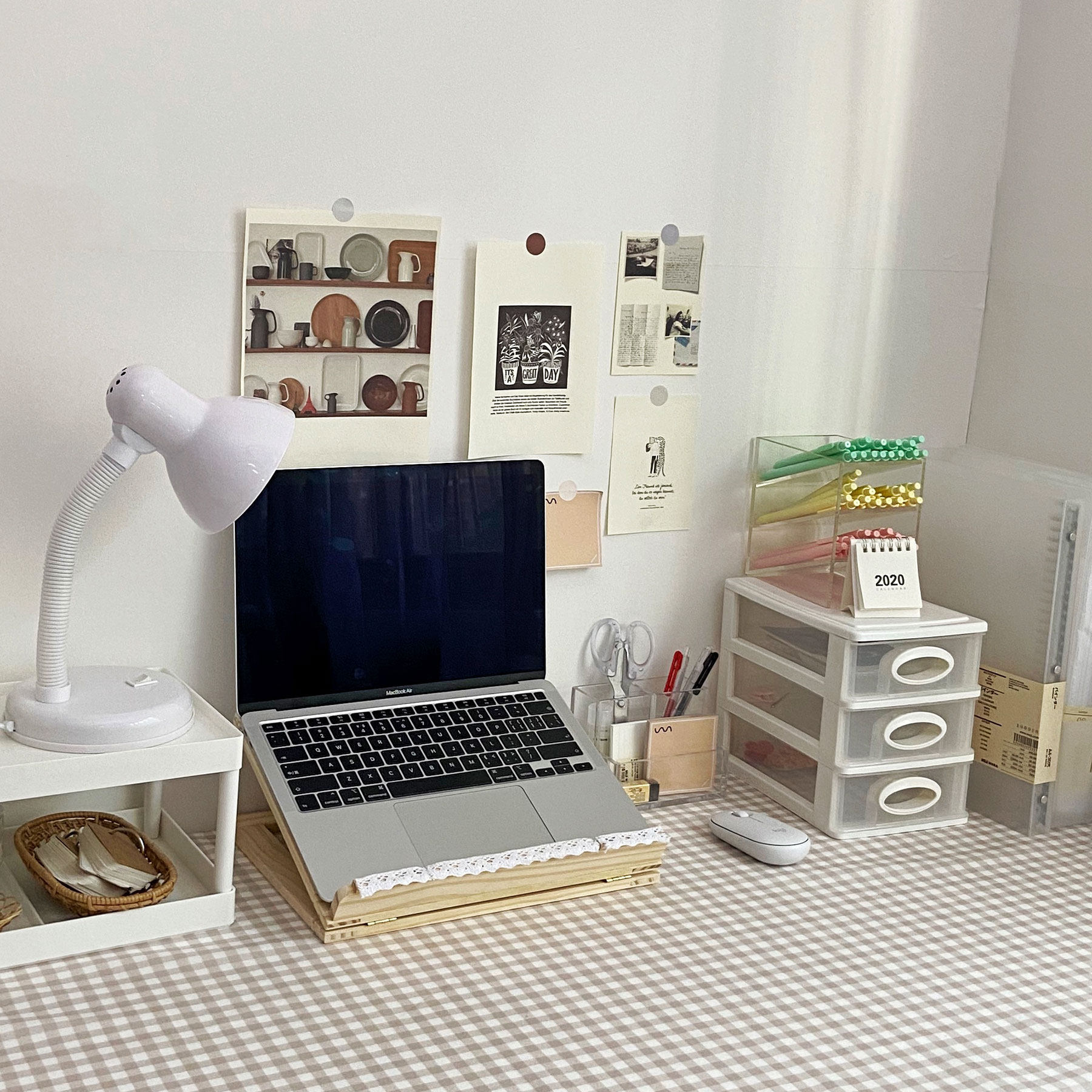 卧室改造 日系简约卡其色桌布书桌ins学生格子小清新布艺少女桌布