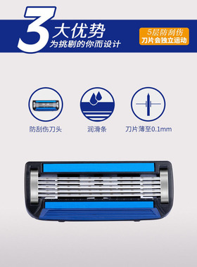 英吉利净化5手动剃须刀5层刮胡刀弹性感应刀片带润滑条胡须刀须刨