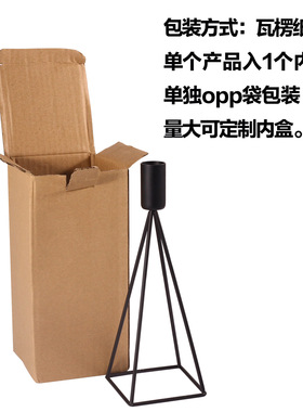 欧式铁艺四角烛台黑色 插长杆蜡烛烛台摆设 家居玄关柜子装饰品