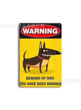 外贸黄色安全警示牌铁皮挂牌 Caution Dog小心狗禁带宠物铁皮画
