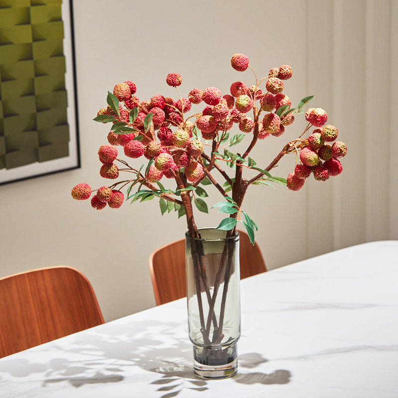 高端送人仿真寓意励志礼品花室内仿生粉红荔枝果树枝假花装饰摆件,淘宝优惠券,粉丝福利购,淘宝优惠卷