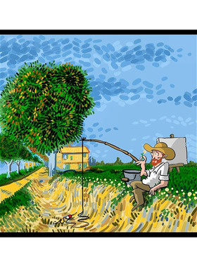 DIY数字油画油彩画室内挂画ins风梵高田园插画手工填充涂鸦装饰画