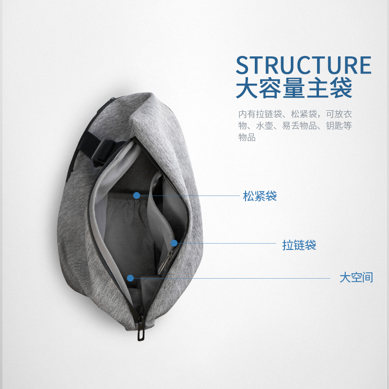 cai斜挎包男士单肩包大容量时尚简约休闲胸包户外运动骑行背包潮 - 图2