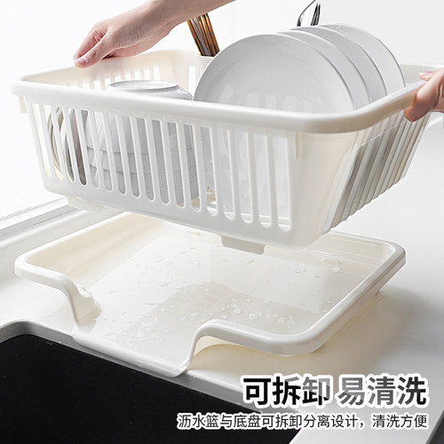 日本SANKO厨房餐具沥水架晾洗碗碟盘子筷沥干置物架塑料篮收纳筐 - 图2