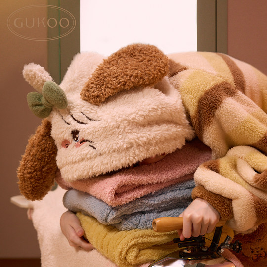 Gukoo/果壳2023新款睡衣女秋冬季mikko联名可爱睡袍家居服珊瑚绒D