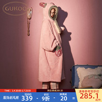 Gukoo fruit shell sleeping robe woman sweet and strawberry sleeping robe winter new lady pyjamas bedroom with winter style sleeping robe D