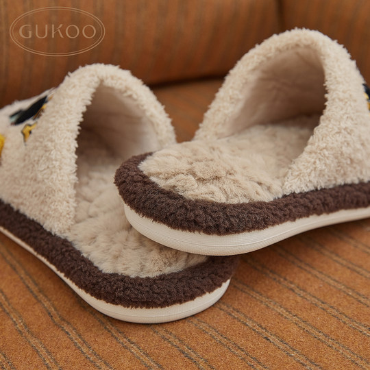 Zapatillas de pareja de cáscara de nuez, zapatillas de invierno de algodón cálidas de marca compartida de Disney para mujer, zapatillas de casa para hombre