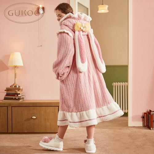 Милый банный халат, зимняя бархатная пижама с капюшоном