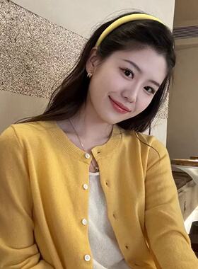 春系穿搭~黄色发箍女2025新款夏季高级感缎面高颅顶日常外戴头箍