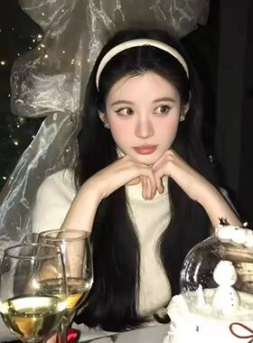 法式名媛！白色缎面发箍女2026款春夏高颅顶头箍显脸小发卡头饰