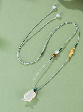 天然玉髓仓鼠钱包吊坠项链女可爱