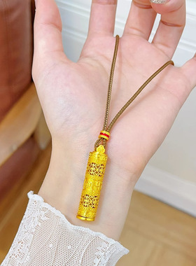 久不掉色随身佛沙金吊坠男本命佛轻奢高级感六字真言项链配饰女款