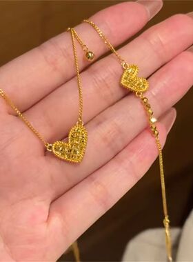 爆闪爱心项链套装女款黄金色心形