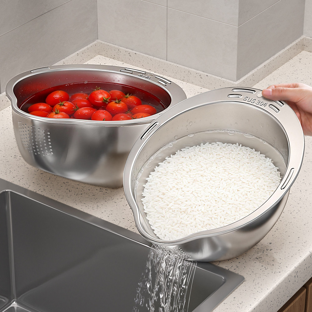 佳帮手316不锈钢沥水篮淘米洗水果盆厨房家用食品级洗菜304滤水篮,淘宝优惠券,粉丝福利购,淘宝优惠卷