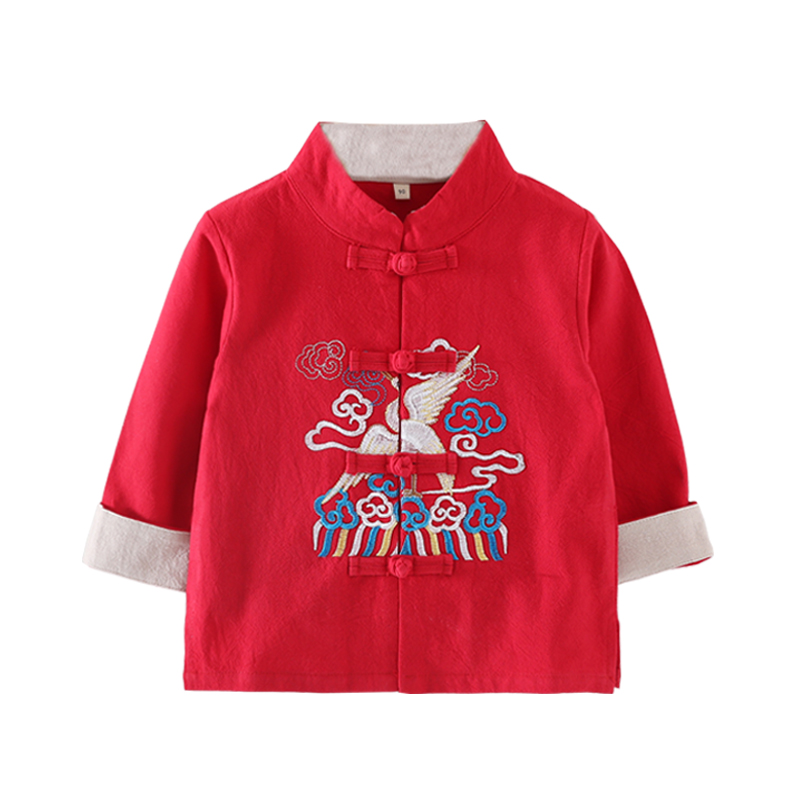 中国风唐装儿童汉服男童春秋装周岁礼服男宝宝古装长袖上衣外套新
