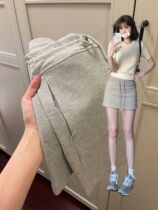 Grey Casual Sports Ultra Short Dress Hot Girl A Character Half Body Dress Fall Hot Girl With Lean Temperament Bag Glutes