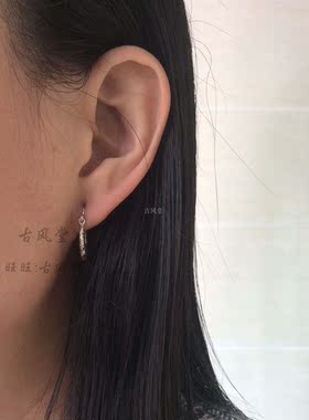 民族风浮雕竹节银耳环