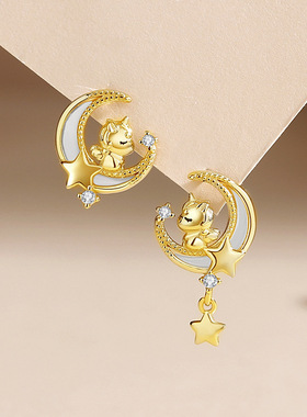 纯银金色星月马年生肖马小马独角兽可爱少女心吊坠手链耳钉项链女