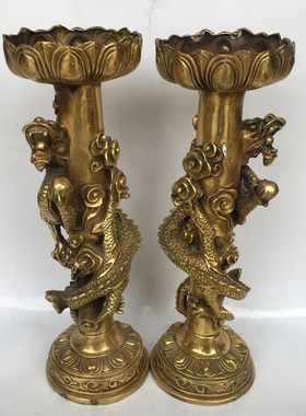 复古怀旧风双龙戏珠婚庆礼佛烛台