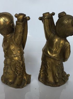 纯铜善财童子风水摆件