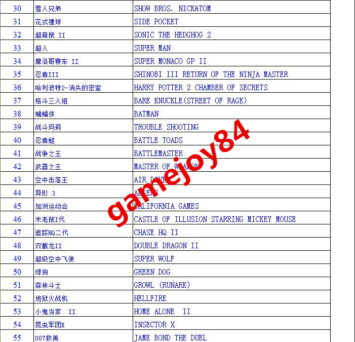 新款电视游戏卡世嘉SEGA 16位MD黑卡55合一集成版非FC SFC GBA - 图3