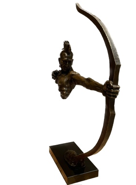 与狼共舞苏族印第安人弯弓射箭铜雕塑抽象艺术品古铜色工艺品摆件