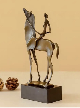 女士骑马家居饰品纯手工书房铜像