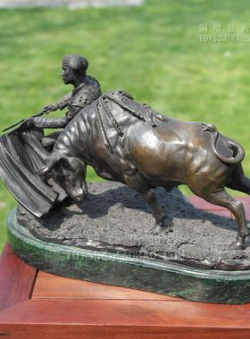 铜雕塑西班牙斗牛客厅装饰品摆件