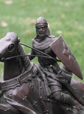 中世纪骑士欧式风纯手工铜雕塑