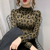 Демисезонный модный трикотажный приятный телу свитер, высокий воротник, в западном стиле