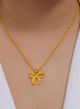 真金色吊坠时尚百搭项链女不掉色