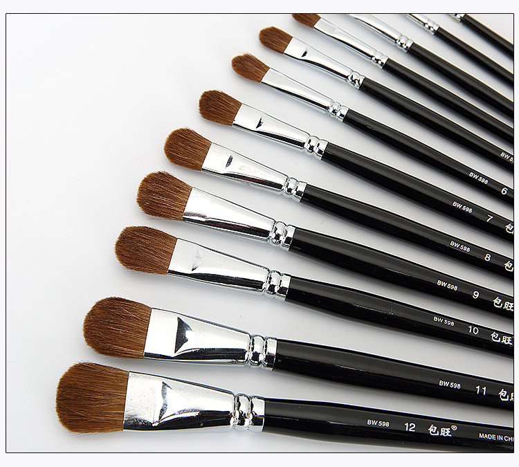 包旺圆头狼毫水粉笔油画笔水彩笔丙烯颜料画笔扇形笔排笔单支套装,淘宝优惠券,粉丝福利购,淘宝优惠卷