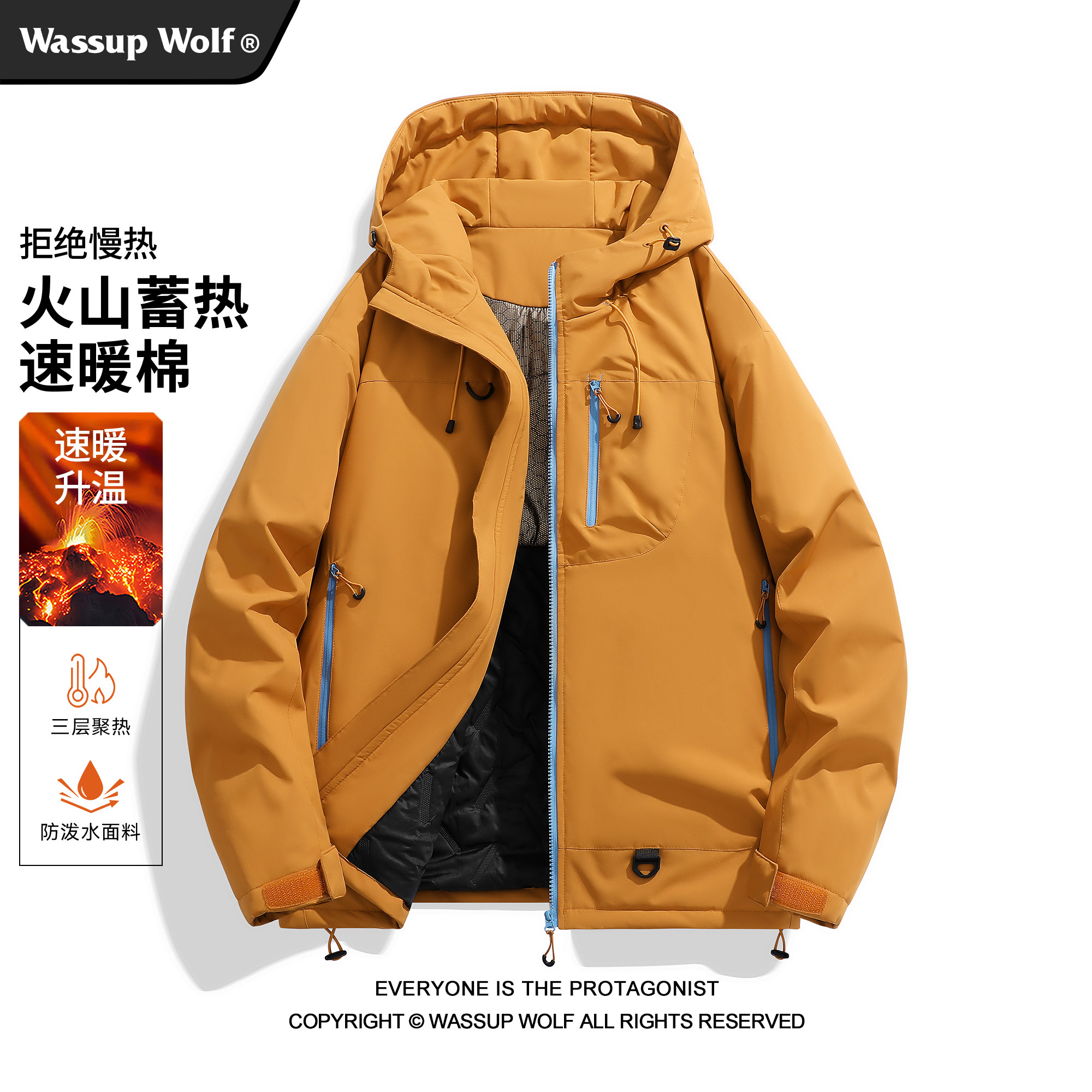 Wassup Wolf冬季2025新款羽绒棉服男女冲锋衣石墨烯外套加厚棉袄,淘宝优惠券,粉丝福利购,淘宝优惠卷
