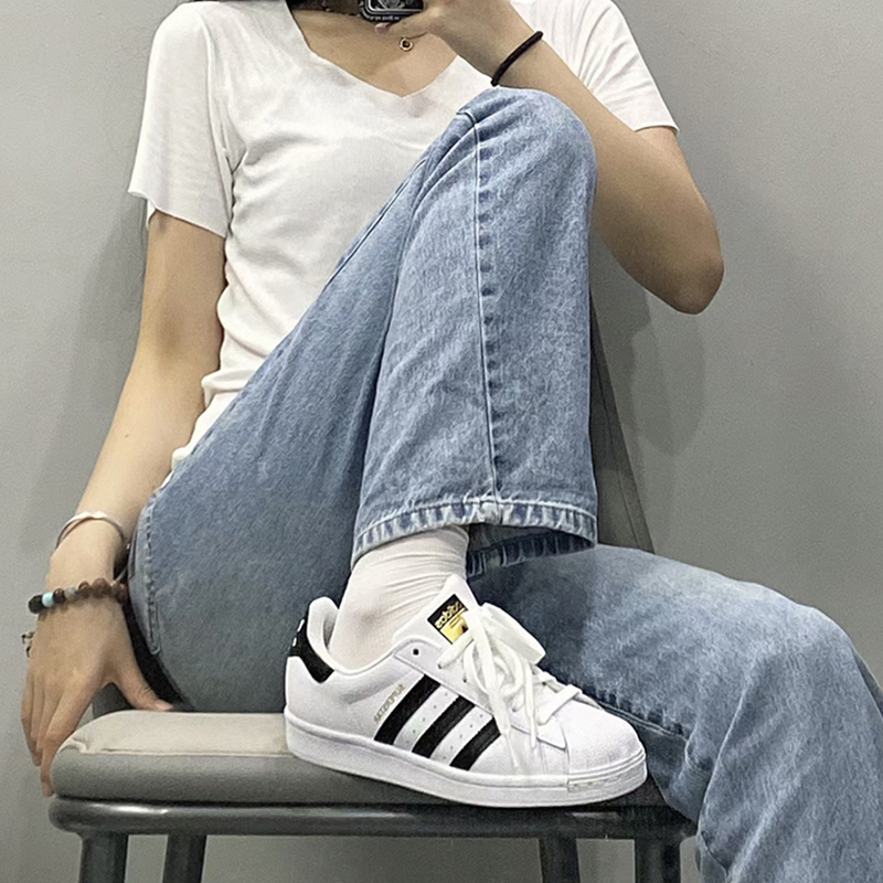 Adidas三叶草正品经典男女款金标贝壳头低帮休闲板鞋小白鞋EG4958