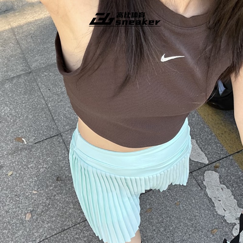 Nike耐克女T恤夏季小勾修身罗纹短款运动无袖高腰背心FB8280-237,淘宝优惠券,粉丝福利购,淘宝优惠卷
